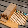 Disposable Toothbrushes 10Pcs Bamboo Toothbrush Ecofriendly Product Vegan Tooth Brush Rainbow Black Wooden Soft Fibre Adts Travel Se Dhmxb