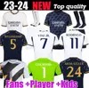 2023 2024 nouveau BENZEMA à domicile 3ème 23 24 Chemise VINI JR CAMAVINGA ALABA DANGER ASENSIO MODRIC MARCELO REAL MADRIDS Maillots de football final Camiseta Hommes Enfants