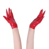 5 개의 손가락 장갑 섹시한 여자 특허 가죽 길/짧은 장갑 PVC 젖은 외모 숙녀 반짝이는 검은 색 빨간 파티 저녁 pu 장갑 코스프레 고딕 클럽웨어 231016