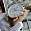 Klassisk topp Stylish Quartz Chronograph Watch Men Gold Silver Dial 40mm Stopwatch Casual Design Arvwatch Gentlemen Leather Strap Clock 5724