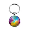 Porte-clés WG 1pc univers nébuleuse temps pierre précieuse porte-clés pendentif métal verre boule porte-clés accessoires pour femmes bijoux