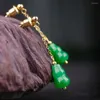 Dingle örhängen naturlig grön jade jadeite ädelsten pärlor bröllop gåva klassisk vacker kvinnlig mors dag party år krok diy