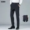 Herrbyxor kubro hösten högkvalitativ pinstripe casual byxor mäns stretch tjocka mode eleganta affärer raka byxor plus storlek 28-38 231017