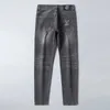 Men's Jeans designer Autumn Fashion Brand Korean Slim-fit pants Slim Fit Thick Embroidered Ash Long Pants 09QX