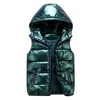 Waistcoat OLEKID Autumn Winter Shiny Vest For Children Hooded Waterproof Boy Sleeveless Jacket 3-20 Years Kid Teenager Girl Waistcoat 231016