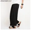 メンズパンツ夏の薄いカジュアルワイドパンツルーズプラスサイズ日本のファッションハカマハラジュク特大のズボン中国語スタイルの男性スカートパンツ231011