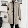 Men's Wool Blends M-5XL Plus Size Men's Trench Coat Loose fit Long Lapel Single Breasted Windbreaker Jacket Button Overcoat Men Clothing XXXXXLL231017