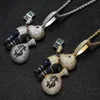 Collares pendientes Hip Hop Bling Iced Out Boy con bolsa de dinero colgantes collares ajuste pavimentado circón cubano con gargantilla de cadena de cuerda para joyería de hombres 231016