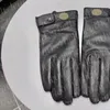 Designer Men Touch Screen Gloves Luxury Leather Mittens Metal Letter Cashmere Sheepskin Gloves Mens Driving Gloves