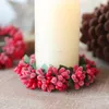 Dekorativa blommor Juleljus Garland Simulerat Berry Xmas Wreath Holder Mini Ring Wedding Party Dining Table Decorations 1 st