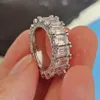 Anéis de casamento feitos à mão da marca Choucong joias de luxo 925 prata esterlina deslumbrante corte esmeralda 5A zircão cúbico CZ diamante festa eternidade feminino anel de noiva presente