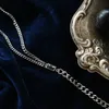 Hänghalsband med 18 K guld svart zirkon dubbel chian halsband kvinnor rostfritt stål smycken chic klänning söt boho ol s japan korean 231110