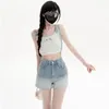 Tanks de chars pour femmes tabbutiers féminins Femmes Crope de broderie rose Crop noix pour la fille douce Kawaii Vêtements