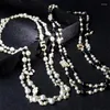Colliers ras du cou longs et épais en perles pour femmes, chaîne de pull en fleur de camélia en émail, bijoux de luxe de marque, Z507