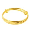 Estilo chinês senhoras vintage requintado padrão moda banhado a ouro tamanho ajustável pulseira jóias bangle206z