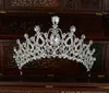 Economici Cristalli d'argento Diademi da sposa Corone da sposa con perline Pezzi con testa di diamante Fascia con strass Accessori per capelli brillanti Pageant3874964