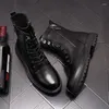 188 Abiti Uomo Moda Festa Mucca Discoteca Stivali Pelle Nero Scarpe alte Piattaforma Stivali da cowboy Primavera Autunno Tendenza Breve Botas Ragazzo 325 ragazzo