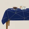Toalha de mesa com estampa geométrica, linhas azuis, à prova d'água, eventos gráficos, decoração de mesas de jantar