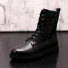 Partykleider 188 Kuh Nachtclub Männer Stiefel Mode Leder Schwarz High Top Schuhe Plattform Cowboystiefel Frühling Herbst Trend Kurze Botas Junge 118 Junge