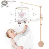Mobiler# 1Set Cartoon Wood Bed Bells For Kids Assembly Rattles Bracket Nyfödda Baby Toys Spädbarn Crib Mobil Bell Bell Baby Accessories Q231017