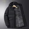 Homens para baixo parkas 2023 longo parka jaqueta de inverno moda com capuz casual casaco à prova de vento masculino preto grosso lã quente roupas de esqui 231017