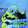 Patins em linha crianças rodas luminosas tênis moda piscando sapatos de skate meninos meninas carregamento usb led rua ao ar livre 231016