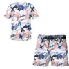 Men's Tracksuits Summer Men T-shirt Set 3d Graffiti Art Short Sleeve And Sport Pants 2 Pieces Fitness Animal Casual Clothes Work Out Running
