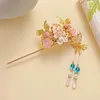 Hårtillbehör korsett Tassel Po Props Children Hanfu Hairpin Ancient Style Crown Hairstyle Design Tool Flower Stick