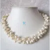 Chains Jewelry 18"; 7-8mm 2Row White Baroque Freshwater Pearl Necklace