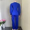 Kobiety Jumpsuits Rompers Nowe jesienne kombinezony dla damskich pomarańczowych drukowanych latarni rękawy z wysokim pasa