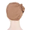 fashion Side decal hat turban pleated muslim headscarf nightcap Simple pure color Two flowered cap for ladies DF297