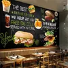 Fonds d'écran de style occidental Fast Food Décor industriel 3D Papier peint mural Burger Fries Poulet frit Pizza Restaurant Snack Bar Papier peint