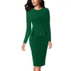 Vfemage Women Vintage Elegancka plisowana szyja Peplum zamek błyskawiczny zużycie do pracy biuro biznesowe vestidos bodycon osłona sukienka 1515 y269U