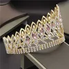 Fashion Crystal Metal Big Crown Brud Tiaras Pink Wedding Crown Hair Jewelry Pageant Diadem Queen King Crown W0104287U