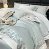Set di biancheria da letto Set di cotone egiziano Copripiumino di lusso di alta qualità con ricamo puro Lenzuola e federe Trapunte 231017