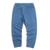 Men's Jeans Men Pants Casual Solid Color Multi Pockets Mid Waist Cargo Plus Size Fashion Trousers Male Daily Wear