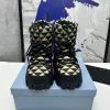 Prado Nylon gabardine snow party boots Top-quality enameled metal triangle Tech dynamic charm embossed sole pattern