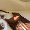 Ava Fringe designer Underarm Bag Couro Marrom Corrente Besace Crossbody Bag Fringe Shoulder Bag Bolsa Bolsa Elegante Carta fivela selo magnético Retro mas elegante