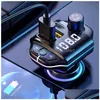 Transmetteur Fm pour voiture, Compatible Bluetooth, A10, lumière d'ambiance colorée, Bt 5.0, chargeur de lecteur Mp3