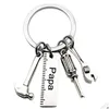 Key Rings Creative Father Key Chain Dad Papa Grandpa Hammer Screwdriver Wrench Dads Tools Fathers Day Birthday Gift Diy Stainless Stee Dh0T6