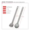 TiTo Titanium Spork en lepel met lange steel Milieuvriendelijk Ultralicht draagbaar bestek voor buiten Kamperen Backpacken Wandelen Reizen Picknick Servies met tas