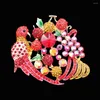 Broches de haute qualité en strass couleur oiseau, assiette de fruits pour femmes, fête animale, broche de Corsage de bureau, accessoire de vêtements à la mode