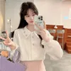 Dames Blouses 2023 Lente Vintage Meisje Borduren Ruimvallend Doll Neck Shirt Lange mouw Binnenlaag Puur katoen Japans Veelzijdig Klein Fris