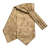 Cravatte Hi-Tie in seta dorata da uomo Ascot Hanky Gemelli Set Jacquard floreale Paisley Cravatta formale vintage per uomo regalo festa di nozze 231013