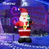 1pc Inflatable Santa Claus Hand Cane LED Light Up Air Mold Christmas Inflatable Welcome Air Mold, Height 120cm/47.24in, Built-in LED Light, Christmas Party Outdoor Decor