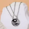 Fashion Round Yin Yang Tai Chi Pendant Lover Necklace Designer South American Alloy Silver Plated Sun Sea Mountain Necklaces Jewelry Valentine's Day Gift 2pcs/Set