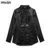 Women's Jackets Jacket Women Autumn Black Vintage Leather Long Coat Fashion Lapel Collar Shirt Overcoat Female Casual Top Clothing