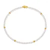 Choker ALLME Elegante 18K echt verguld messing gesimuleerde parel geplooide kralen Strand kralen voor dames groothandel