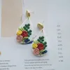 매달린 귀걸이 수제 공예 꽃 꽃 어머니의 날 금속 상단 멀티 컬러 툴립 하트 폴리머 클레이 라이트 세트 어머니를위한 선물