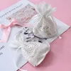 Gift Wrap 10 30 50pcs Round Hole Lace Bag Jewelry Storage Milk Yarn Bundle Pocket Drawstring Bags Packaging Party Wedding Favors gift 231017